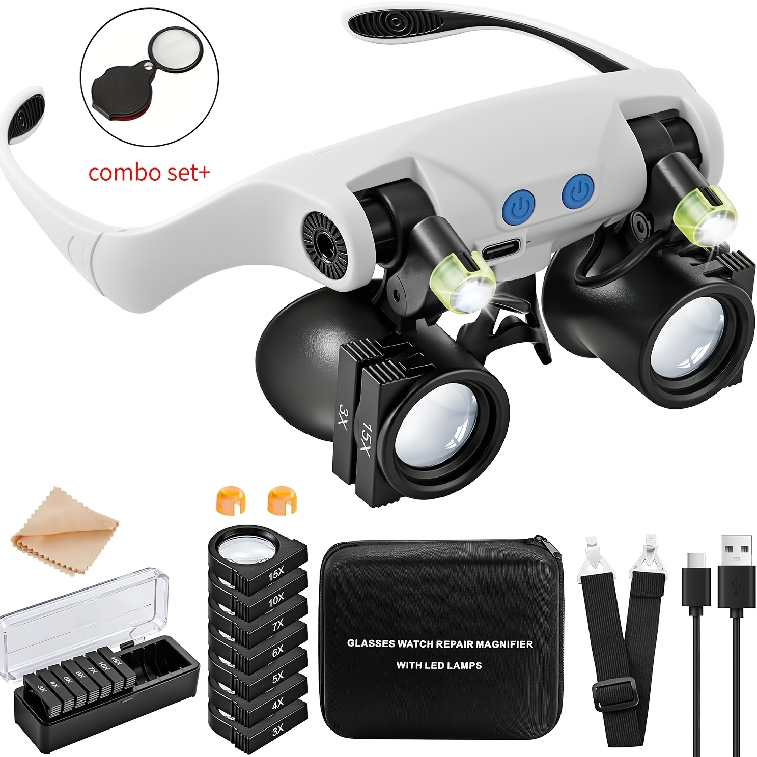 Electronics Repair Glasses - Gafas de aumento LED para la