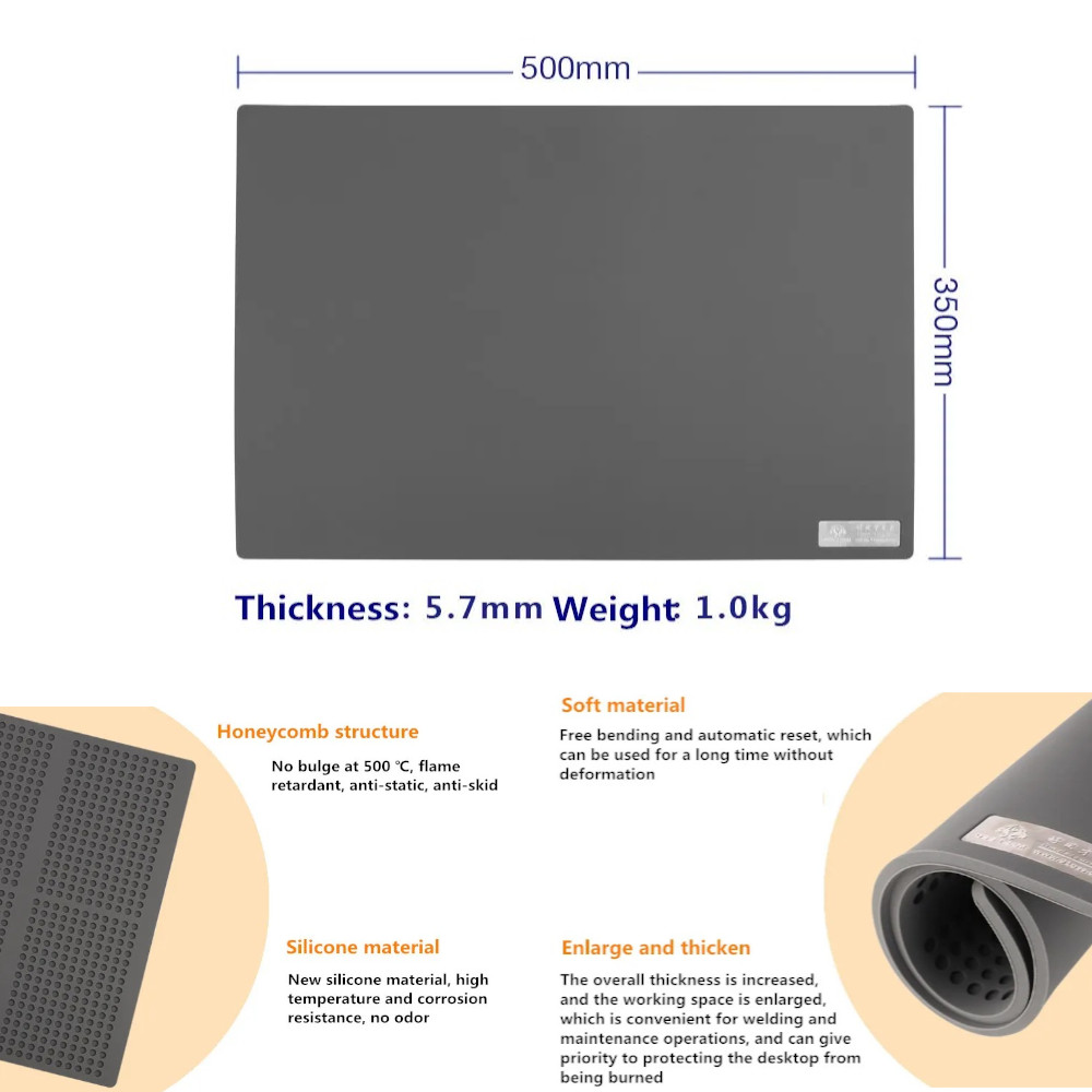 Electronics Repair Team - Alfombrilla de Silicona Antiescaldante Gris OSS