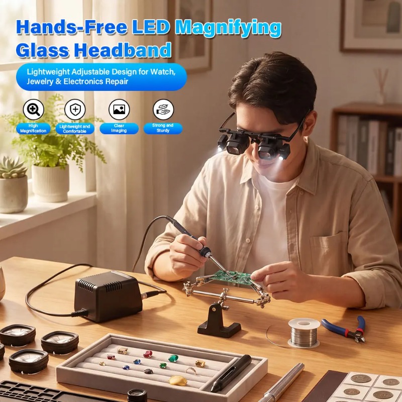 NUEVAS Gafas Lupa con Luz LED, - Electronics Repair Glasses reseña y precio