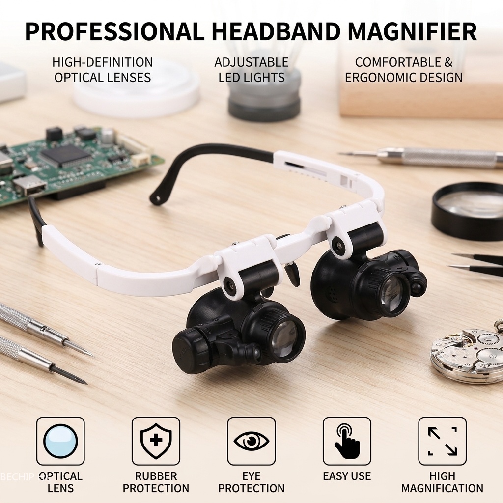 Lupa de cabeza con luz LED aju - Electronics Repair Glasses reseña y precio